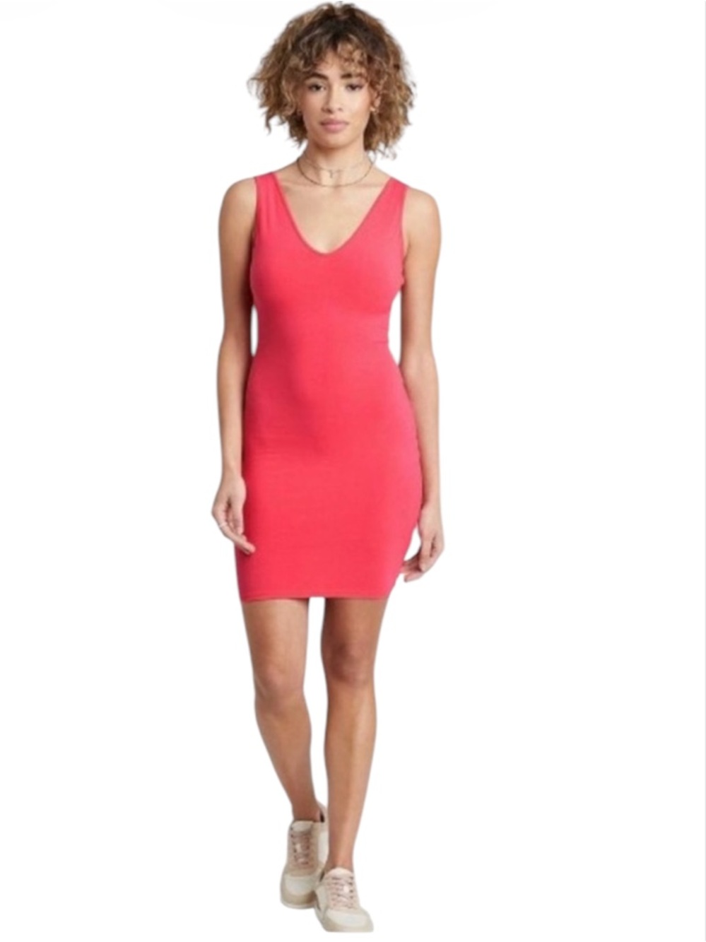 Vintage Victoria Secret Bra Tops Coral Pink V Neck Mini Dress S Y2K